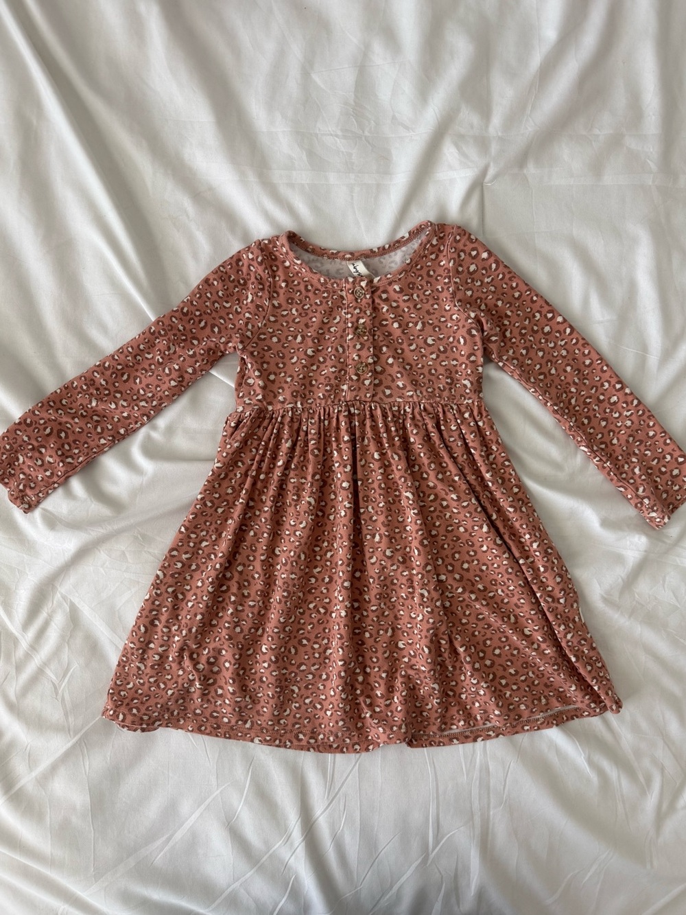 Babysprouts Bamboo Dress 2t Long Sleeve Henley Leopard Animal Print Twirl